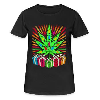 Affichage festif de lumières de cannabis - T-shirt respirant Femme - noir - Devant - AI Model Female 172 light (172cm)