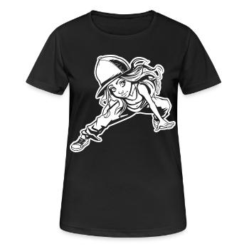 Breakdancerin - Frauen T-Shirt atmungsaktiv - Schwarz - Vorne - AI Model Female 172 light (172cm)