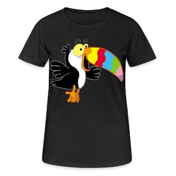 Bird and multicolored beak - Women's Breathable T-Shirt - black - Front - AI Model Female 172 light (172cm)