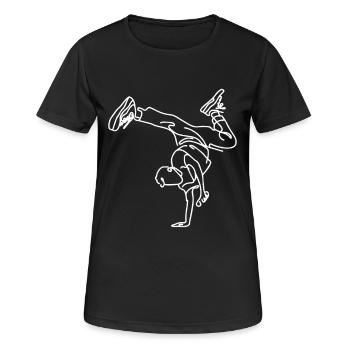 Breakdance Junge Zeichnung - Frauen T-Shirt atmungsaktiv - Schwarz - Vorne - AI Model Female 172 light (172cm)