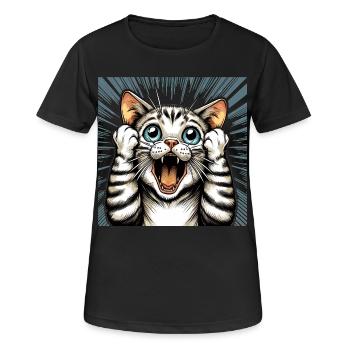 Shocked Cat Cats Gift - Women's Breathable T-Shirt - black - Front - AI Model Female 172 light (172cm)
