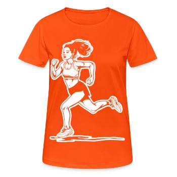 Läuferin Skizze - Frauen T-Shirt atmungsaktiv - Neonorange - Vorne - AI Model Female 172 dark (172cm)