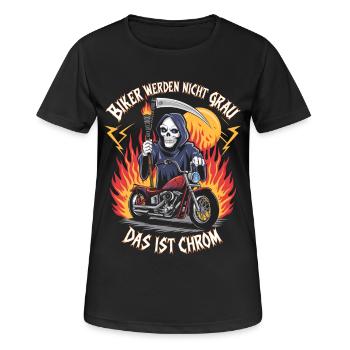 Werden Nicht Grau Das Ist Chrom Motorradfahrer - Frauen T-Shirt atmungsaktiv - Schwarz - Vorne - AI Model Female 172 light (172cm)