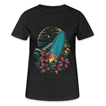 Surfbrett Cartoon - Frauen T-Shirt atmungsaktiv - Schwarz - Vorne - AI Model Female 172 light (172cm)