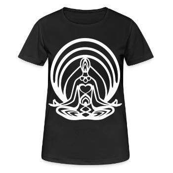 Meditation Lotussitz Chakra - Frauen T-Shirt atmungsaktiv - Schwarz - Vorne - AI Model Female 172 light (172cm)