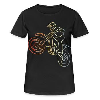 Motocross Strichzeichnung - Frauen T-Shirt atmungsaktiv - Schwarz - Vorne - AI Model Female 172 light (172cm)