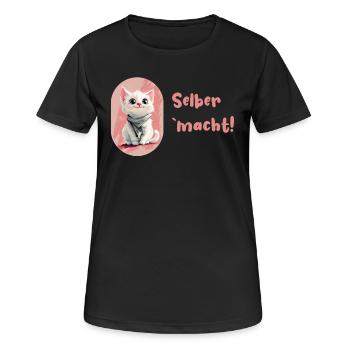 Le chat fier « le fait soi-même » - T-shirt respirant Femme - noir - Devant - AI Model Female 172 light (172cm)