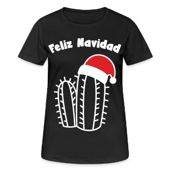 feliz navidad frohes fest Kaktus Weihnachtsmütze - Frauen T-Shirt atmungsaktiv - Schwarz - Vorne - AI Model Female 172 light (172cm)