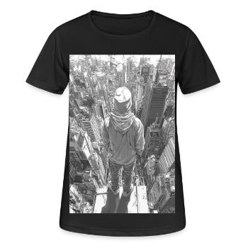 Hoodie over Skyline – Urban View - Women's Breathable T-Shirt - black - Front - AI Model Female 172 light (172cm)