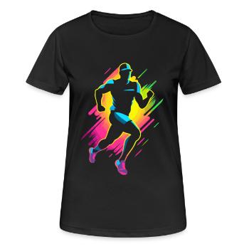 Marathon Runner Comic Look - Women's Breathable T-Shirt - black - Front - AI Model Female 172 light (172cm)