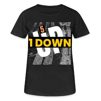 1 runter 5 hoch - Frauen T-Shirt atmungsaktiv - Schwarz - Vorne - AI Model Female 172 light (172cm)