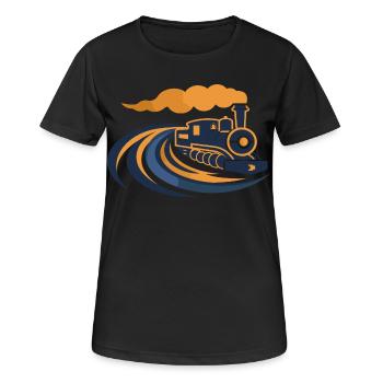 Lokomotive 90er Look - Frauen T-Shirt atmungsaktiv - Schwarz - Vorne - AI Model Female 172 light (172cm)