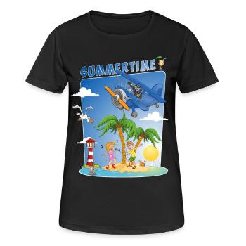 Image d’été colorée et joyeuse - T-shirt respirant Femme - noir - Devant - AI Model Female 172 light (172cm)