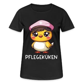 Pflegeküken Krankenpflegerin Altenpflegerin Azubi - Frauen T-Shirt atmungsaktiv - Schwarz - Vorne - AI Model Female 172 light (172cm)