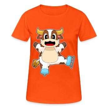 Kuh Eislaufen Schlittschuhe - Frauen T-Shirt atmungsaktiv - Neonorange - Vorne - AI Model Female 172 dark (172cm)