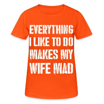everything I like to do - Women's Breathable T-Shirt - neon orange - Front - AI Model Female 172 dark (172cm)