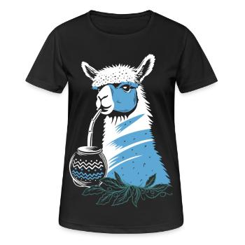 Yerba Mate Alpaka genießt Mate Tee - Frauen T-Shirt atmungsaktiv - Schwarz - Vorne - AI Model Female 172 light (172cm)
