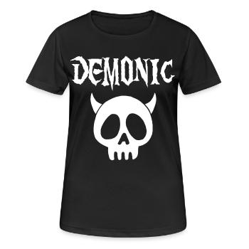 Tête de mort démoniaque blanc - T-shirt respirant Femme - noir - Devant - AI Model Female 172 light (172cm)