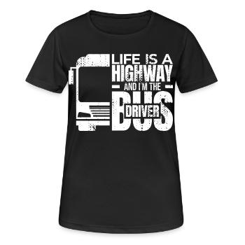 La vie est une autoroute et je suis le chauffeur de bus - T-shirt respirant Femme - noir - Devant - AI Model Female 172 light (172cm)