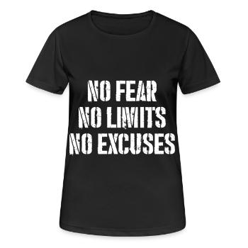 Pas de peur, pas de limites, pas d’excuses - T-shirt respirant Femme - noir - Devant - AI Model Female 172 light (172cm)