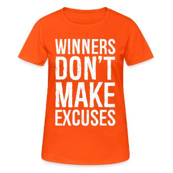 winners don't make excuses - Frauen T-Shirt atmungsaktiv - Neonorange - Vorne - AI Model Female 172 dark (172cm)