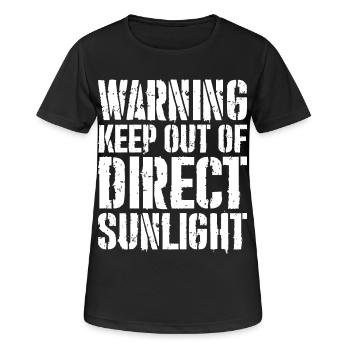 Avertissement Garder à l’abri de la lumière directe du soleil Chemise drôle - T-shirt respirant Femme - noir - Devant - AI Model Female 172 light (172cm)