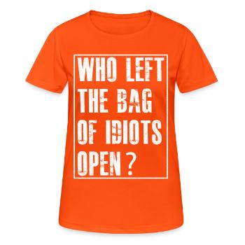 who left the bag - Frauen T-Shirt atmungsaktiv - Neonorange - Vorne - AI Model Female 172 dark (172cm)