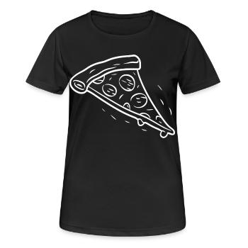 Pizzastück Strichzeichnung - Frauen T-Shirt atmungsaktiv - Schwarz - Vorne - AI Model Female 172 light (172cm)