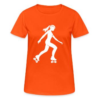 Roller Skating Girl Sketch - Women's Breathable T-Shirt - neon orange - Front - AI Model Female 172 dark (172cm)