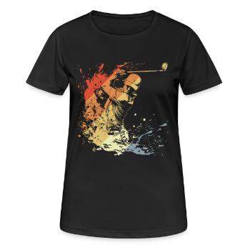 Golfspieler Retro - Frauen T-Shirt atmungsaktiv - Schwarz - Vorne - AI Model Female 172 light (172cm)