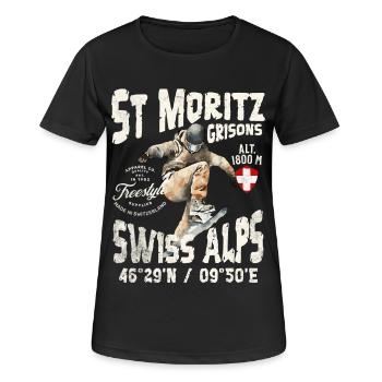 Skateboardeur alpin et montagnard suisse - T-shirt respirant Femme - noir - Devant - AI Model Female 172 light (172cm)