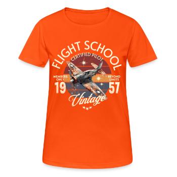 Flugschule Vintage Certified Pilot Flugzeug 1957 - Frauen T-Shirt atmungsaktiv - Neonorange - Vorne - AI Model Female 172 dark (172cm)