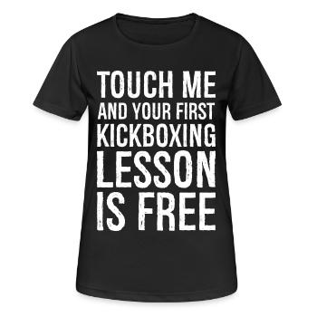 touch me and your first kickboxing lesson is free - Women's Breathable T-Shirt - black - Front - AI Model Female 172 light (172cm)