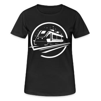 Graphismes de train - T-shirt respirant Femme - noir - Devant - AI Model Female 172 light (172cm)
