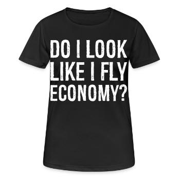 est-ce que j’ai l’air de voler en classe économique - T-shirt respirant Femme - noir - Devant - AI Model Female 172 light (172cm)
