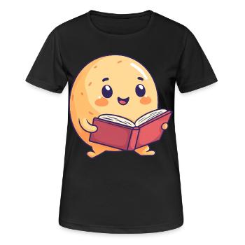 Happy Potato Reading a Book - Adorable Design - Women's Breathable T-Shirt - black - Front - AI Model Female 172 light (172cm)