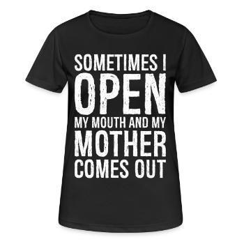 sometimes I open my mouth - Frauen T-Shirt atmungsaktiv - Schwarz - Vorne - AI Model Female 172 light (172cm)