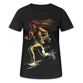 Coureuse style rétro - T-shirt respirant Femme - noir - Devant - AI Model Female 172 light (172cm)