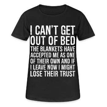 Je n’arrive pas à sortir du lit - T-shirt respirant Femme - noir - Devant - AI Model Female 172 light (172cm)