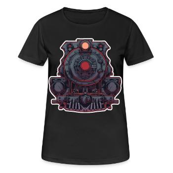 Lokomotive Grafik - Frauen T-Shirt atmungsaktiv - Schwarz - Vorne - AI Model Female 172 light (172cm)