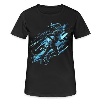 Läuferin Grafik - Frauen T-Shirt atmungsaktiv - Schwarz - Vorne - AI Model Female 172 light (172cm)