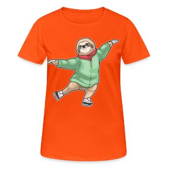 Patins à glace paresseux - T-shirt respirant Femme - orange néon - Devant - AI Model Female 172 dark (172cm)