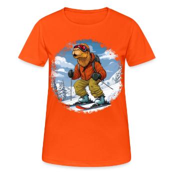 Skieur à dos de chameau - T-shirt respirant Femme - orange néon - Devant - AI Model Female 172 dark (172cm)