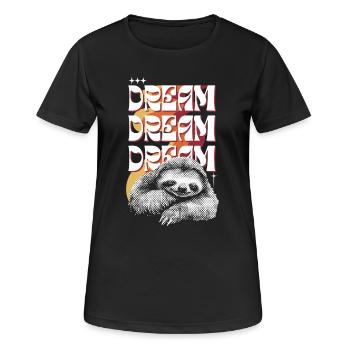 Dreamy Sloth – Dream Dream Dream - Women's Breathable T-Shirt - black - Front - AI Model Female 172 light (172cm)