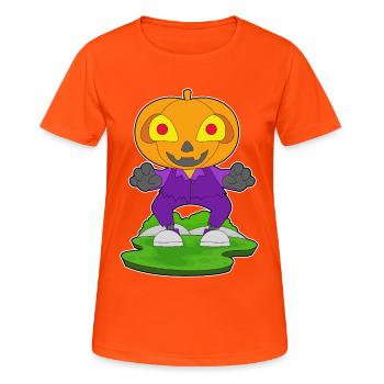 Jack O'Lantern Halloween Pumpkin - Women's Breathable T-Shirt - neon orange - Front - AI Model Female 172 dark (172cm)