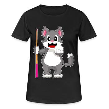 Katze Billiard Queue - Frauen T-Shirt atmungsaktiv - Schwarz - Vorne - AI Model Female 172 light (172cm)