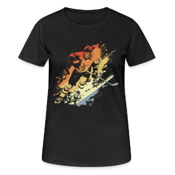 Eishockeyspieler Vintage - Frauen T-Shirt atmungsaktiv - Schwarz - Vorne - AI Model Female 172 light (172cm)