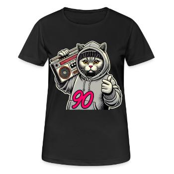90 Ghetto Blaster British Shorthair Cat Gift - Women's Breathable T-Shirt - black - Front - AI Model Female 172 light (172cm)