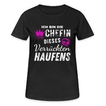 Bin Die Stolze Chefin Dieses Verrückten Haufens - Frauen T-Shirt atmungsaktiv - Schwarz - Vorne - AI Model Female 172 light (172cm)