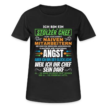 stolzer Chef von verdammt naiven Mitarbeitern - Frauen T-Shirt atmungsaktiv - Schwarz - Vorne - AI Model Female 172 light (172cm)